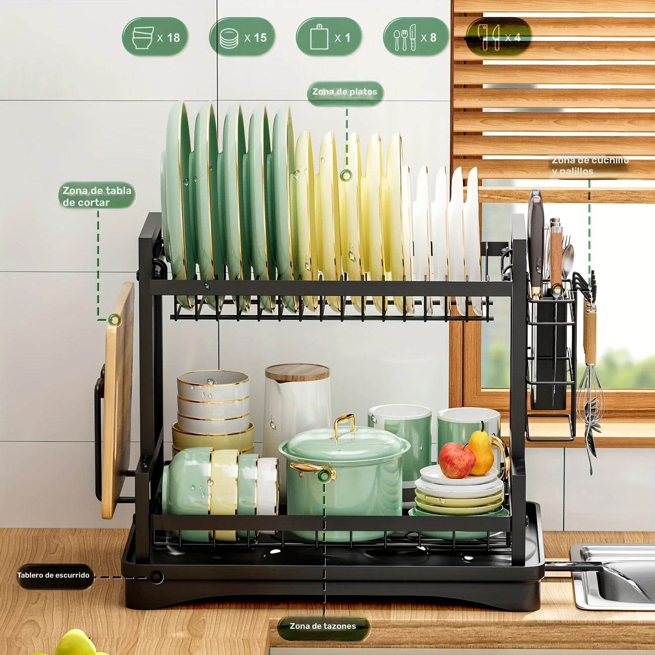 CocinaOrden- El organizador ideal que transforma tu fregadero en un espacio funcional y limpio.