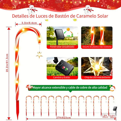 BASTONES SOLARES NAVIDEÑOS - X5 UNIDADES