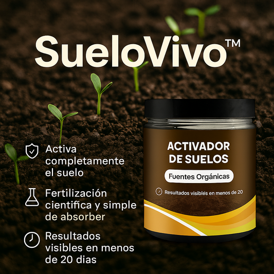 SueloVivo™ Revitaliza la tierra y mejora la salud de tus cultivos desde la raíz.