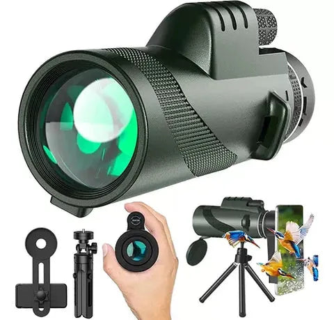 Monocular con Zoom 500x + Visión Nocturna | 🔴 OBSEQUIO: Soporte para celular ✅